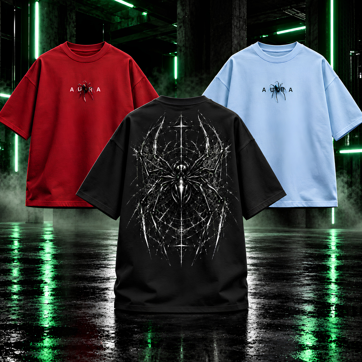 OA Cyber Spider Oversized Tee. Three Colors Available
