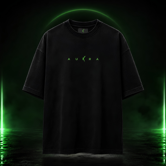 Buy The OA Neon Green Graphic Oversized Black T-Shirt