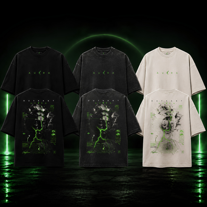 Sale Live On OA Neon Green Graphic Oversized Black T-Shirt Today