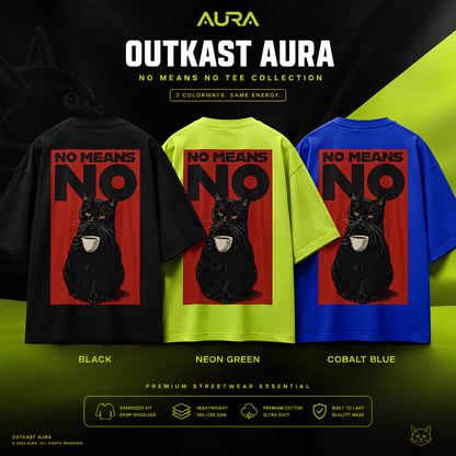 Sale Live On The OA No Means No Black Cat Oversized T-Shirt