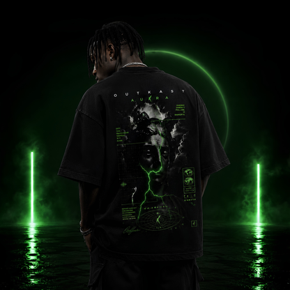 Shop The OA Neon Green Graphic Oversized Black T-Shirt Today