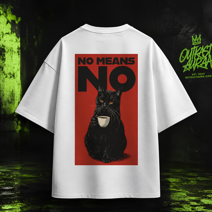 Shop The OA No Means No Black Cat Oversized T-Shirt