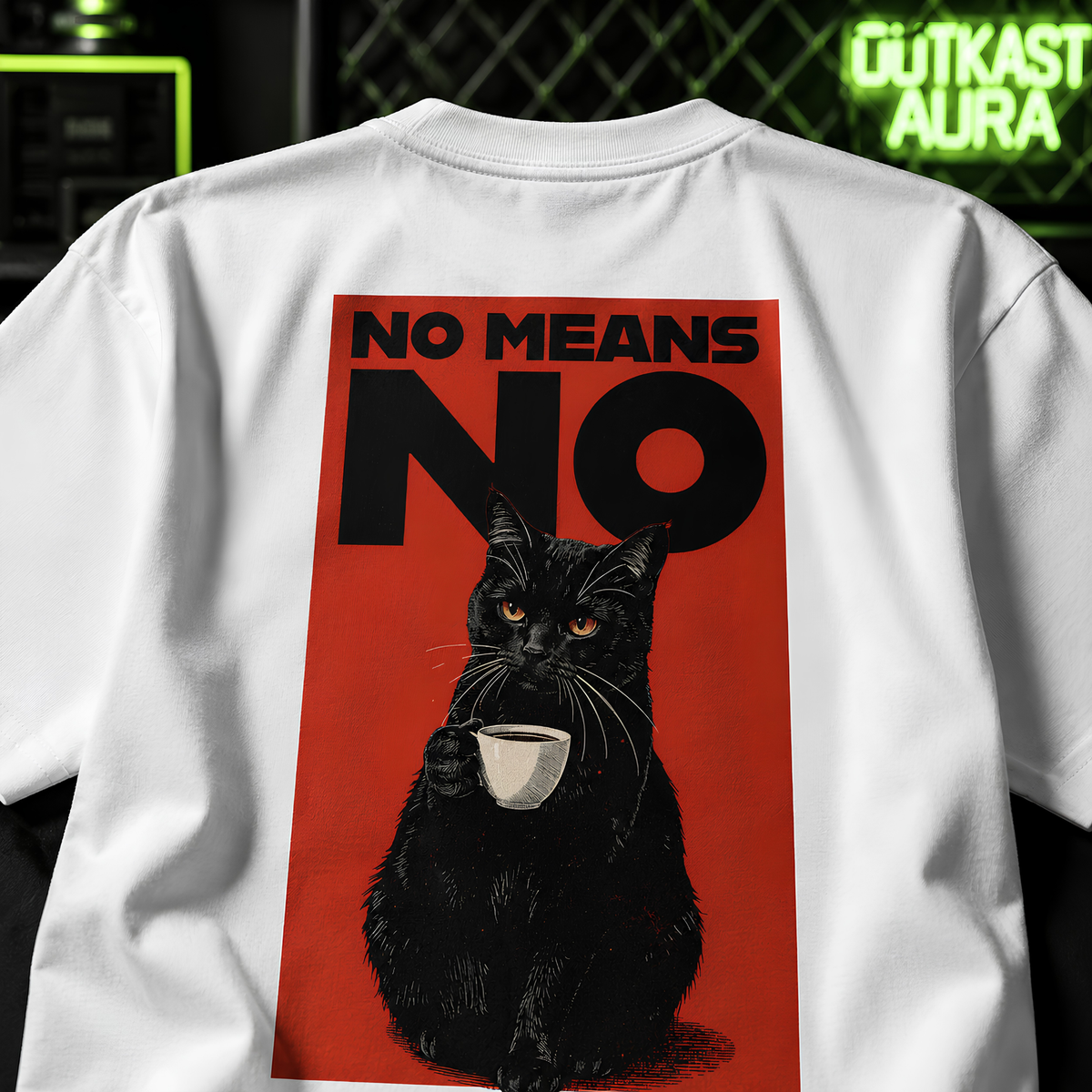 Shop The OA No Means No Black Cat Oversized T-Shirt Now